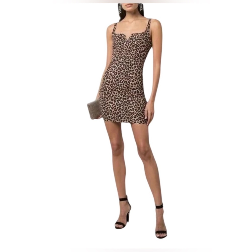 LIKELY CONSTANCE Brown Leopard Print Mini Dress, Size 0